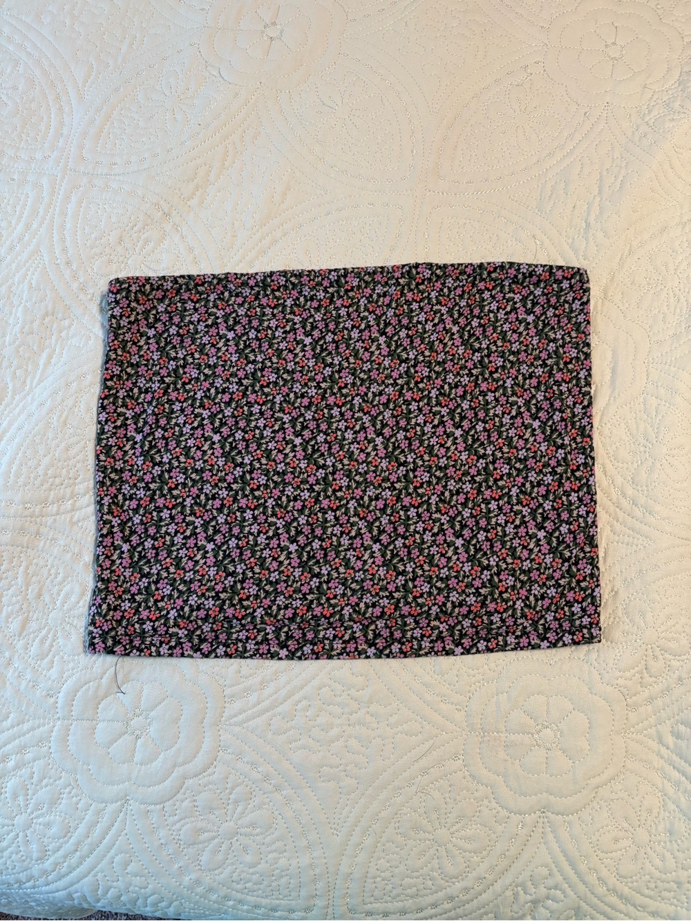 Black Floral Tube Top with Pink and Purple Flowers